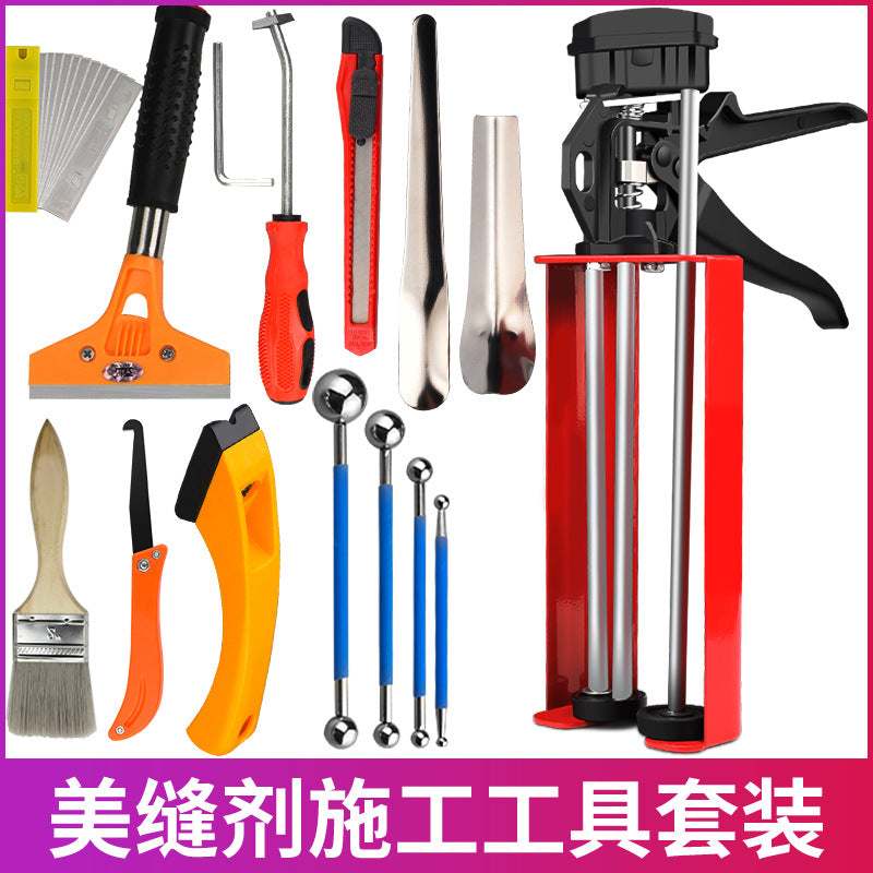 A full set of beauty seam construction tools, beauty seam glue gun, double tube ceramic tile floor tile special slotter, clear seam cone pressure