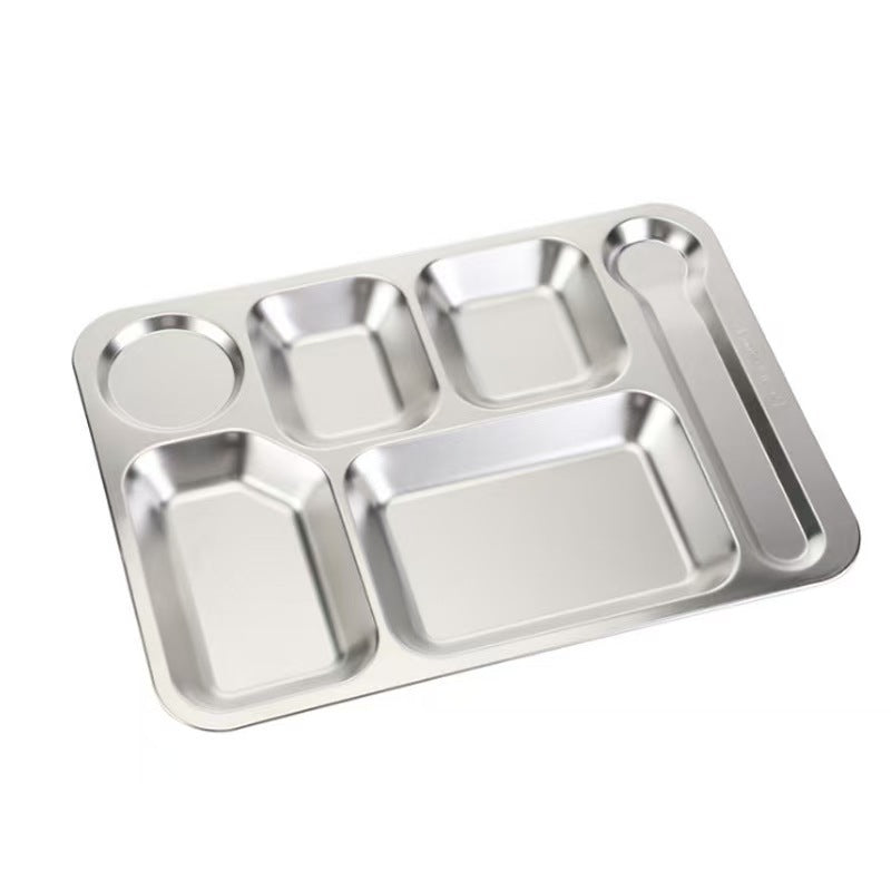 304 stainless steel lunch tray - five/six compartment, student/adult divided, thickened square meal plate/lunch box - direct from the manufacturer