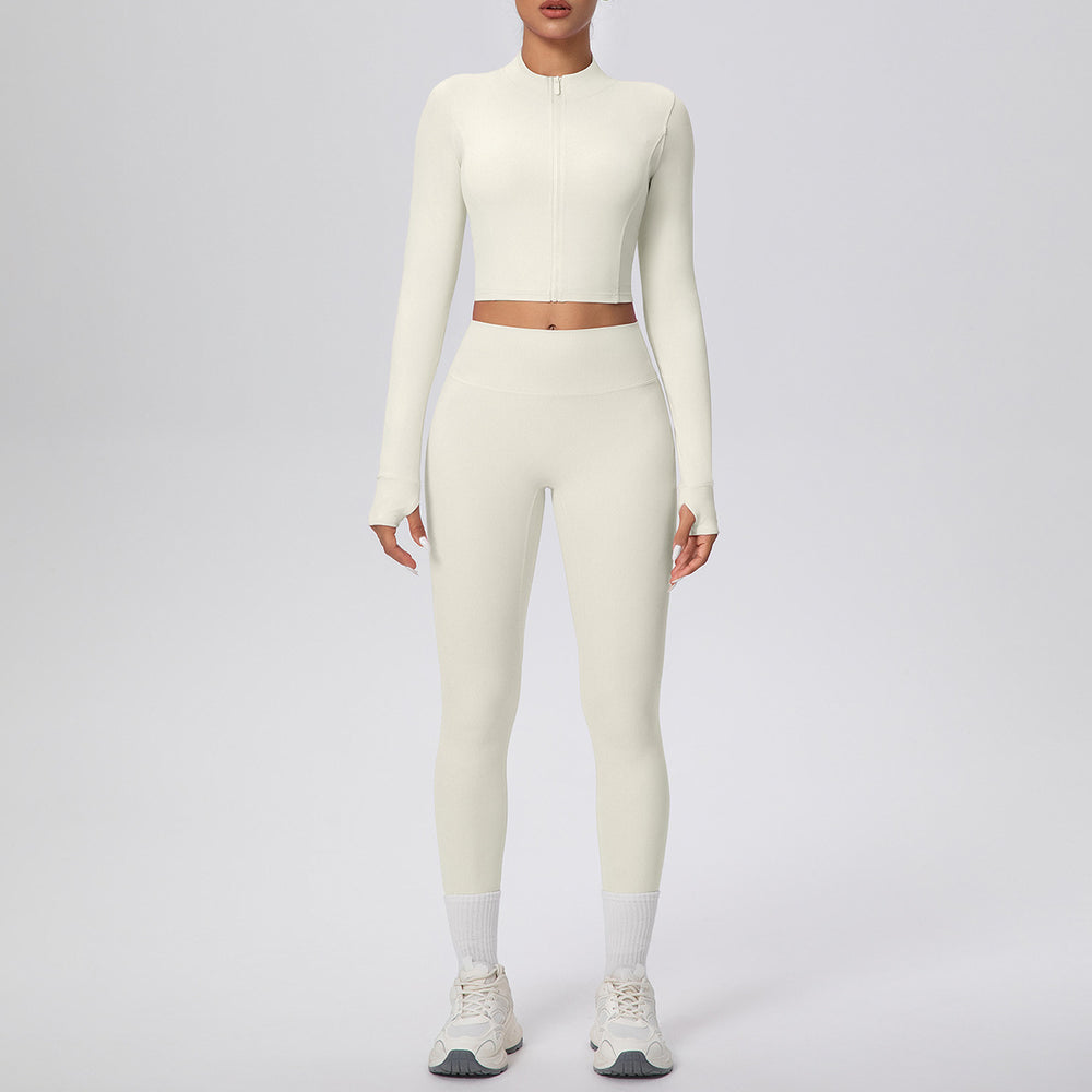 Cloud-feel outdoor compression yoga set for women - cropped high-waisted running workout outfit, quick-dry activewear two-piece set