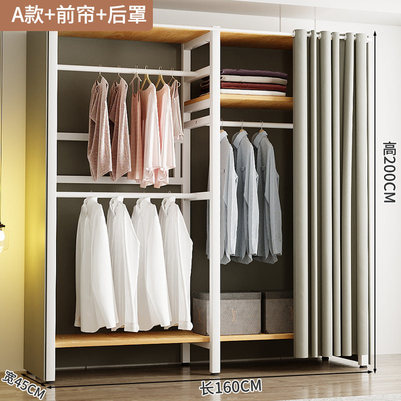 Wardrobe Home Bedroom Simple Assembly Storage Cabinet Rental Room Shelves Strong and Durable Open Wardrobe