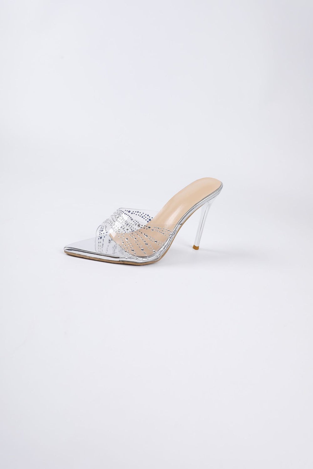 Pointed-toe stiletto sandals with rhinestone embellishments, transparent design, women's summer 2026 new arrivals, high-heeled outerwear, fashionable and versatile, trending online style