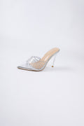 Pointed-toe stiletto sandals with rhinestone embellishments, transparent design, women's summer 2026 new arrivals, high-heeled outerwear, fashionable and versatile, trending online style