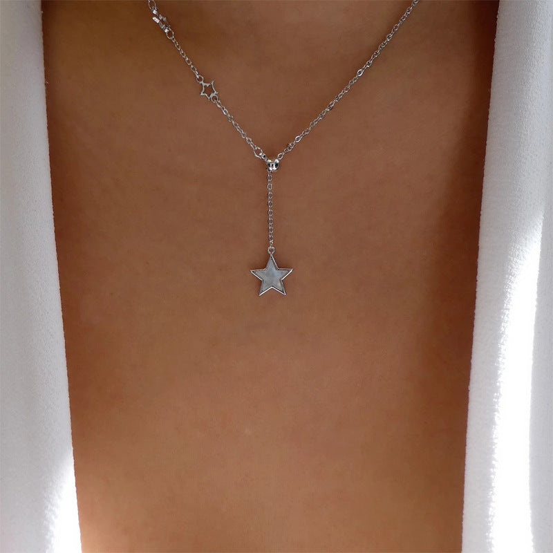 Wholesale rhinestone pendant necklaces - european & american style, cross-border, alloy, minimalist, versatile jewelry for women - star, moon, and clavicle chains