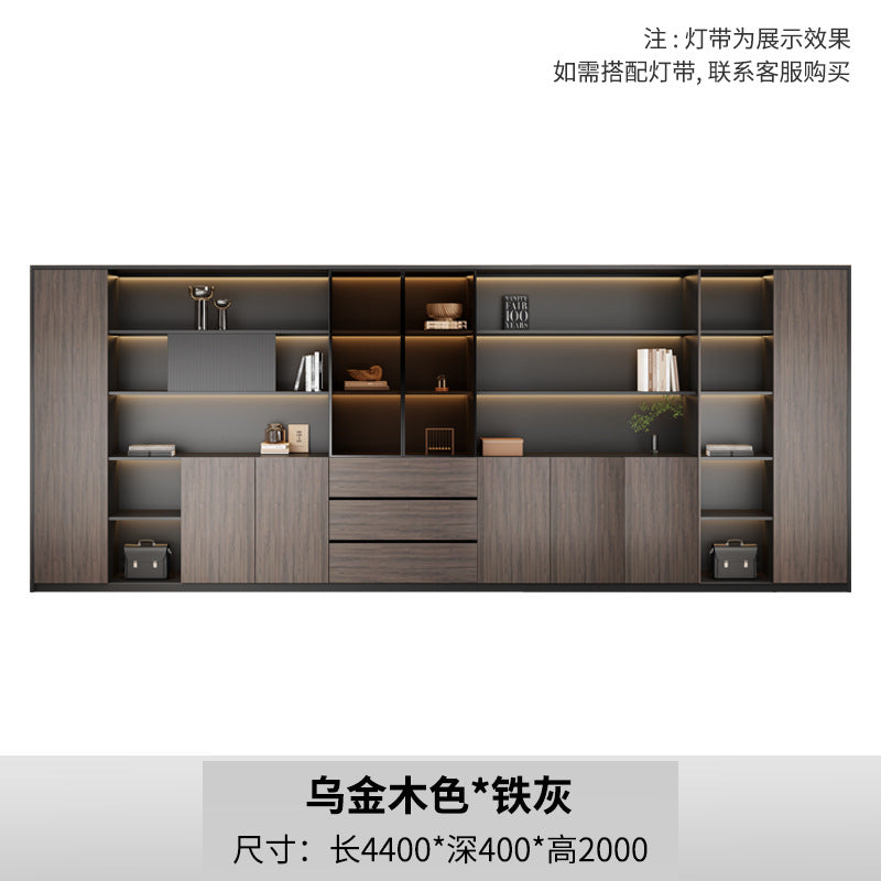 New chinoiserie office file cabinet wooden bookcase boss table background cabinet wall-mounted floor-standing five or six-door cabinetaccessible luxury