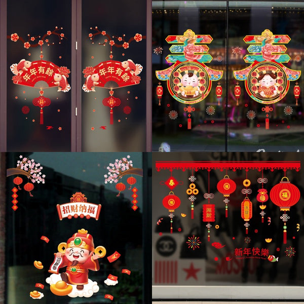 New Year's window sticker glass door sticker new style blessing Chinese New Year wall sticker New Year's Day New Year decoration