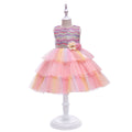 children's clothing: rainbow tulle cake skirt, kids' formal dress, princess dress, girls' dress, piano recital costume