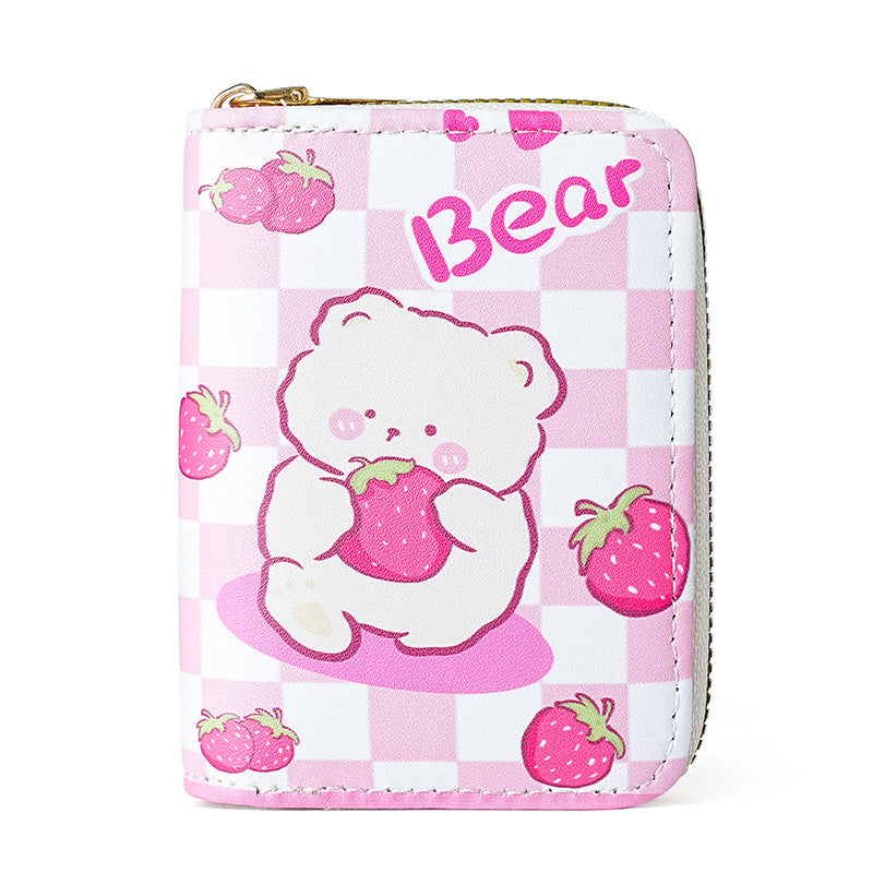 Primary school students small card bag horizontal children and girls new bear sweet cartoon cute short zipper change card bag