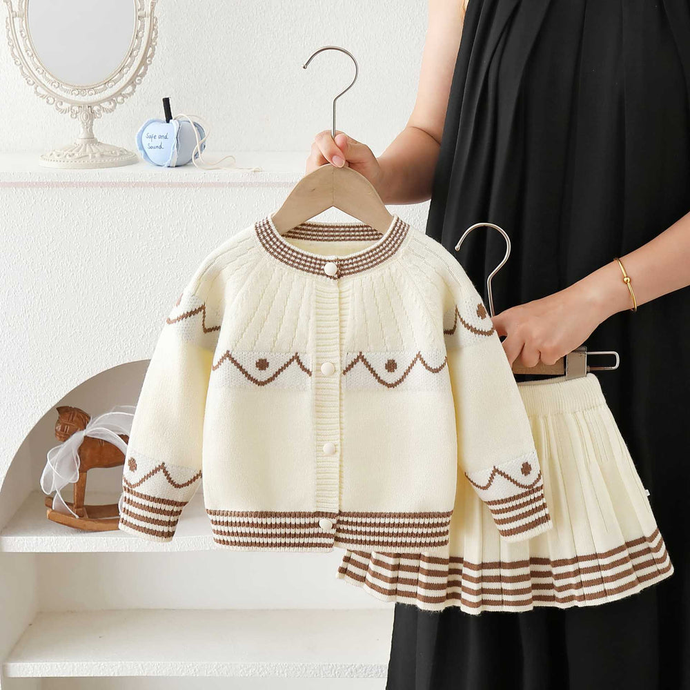 Girls' knitted sweater set - autumn  new collection: two-piece sweater dress for little girls