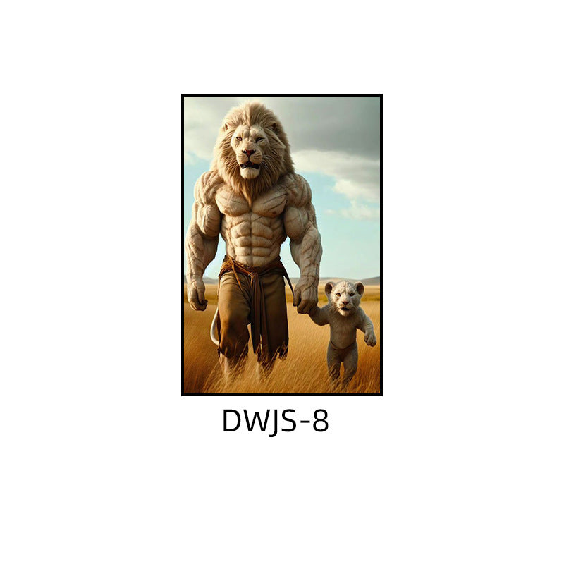 Gym decorative painting industrial style boxing hall hanging painting taekwondo martial arts hall fighting creative animal cartoon mural