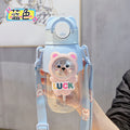 Summer fun kids' plastic straw water bottle - new cute, high-value design for elementary school students, boys and girls - portable cartoon cup