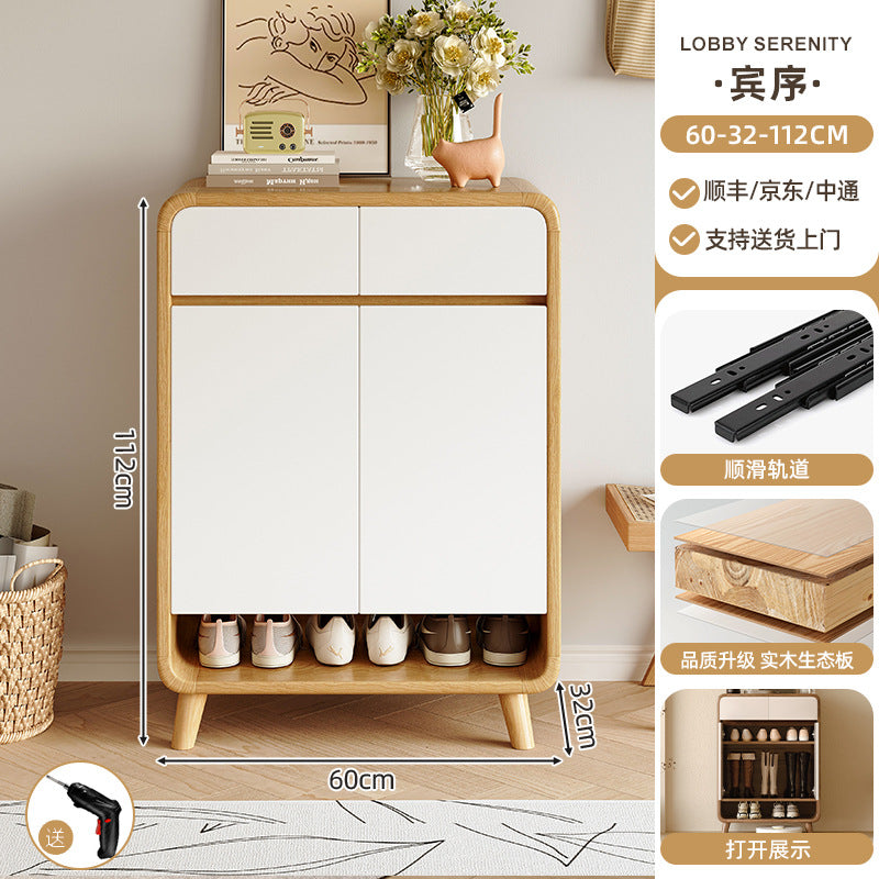 Shoe cabinet household entrance home storage integrated against the wall indoor entrance corridor corridor 2025 explosion solid wood shoe rack
