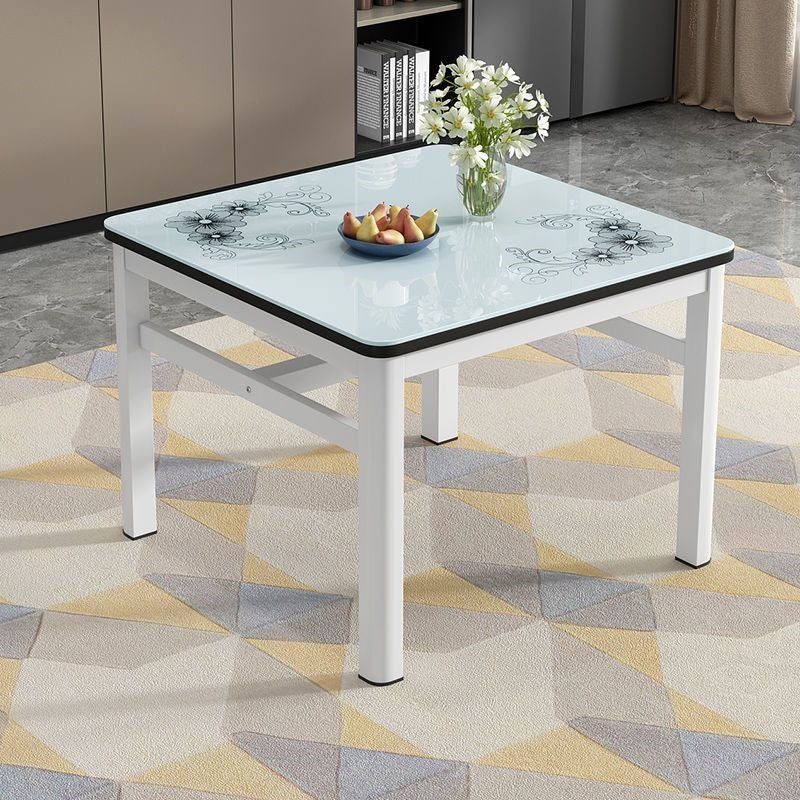 Square tempered glass dining table and chair set - modern minimalist design for small spaces