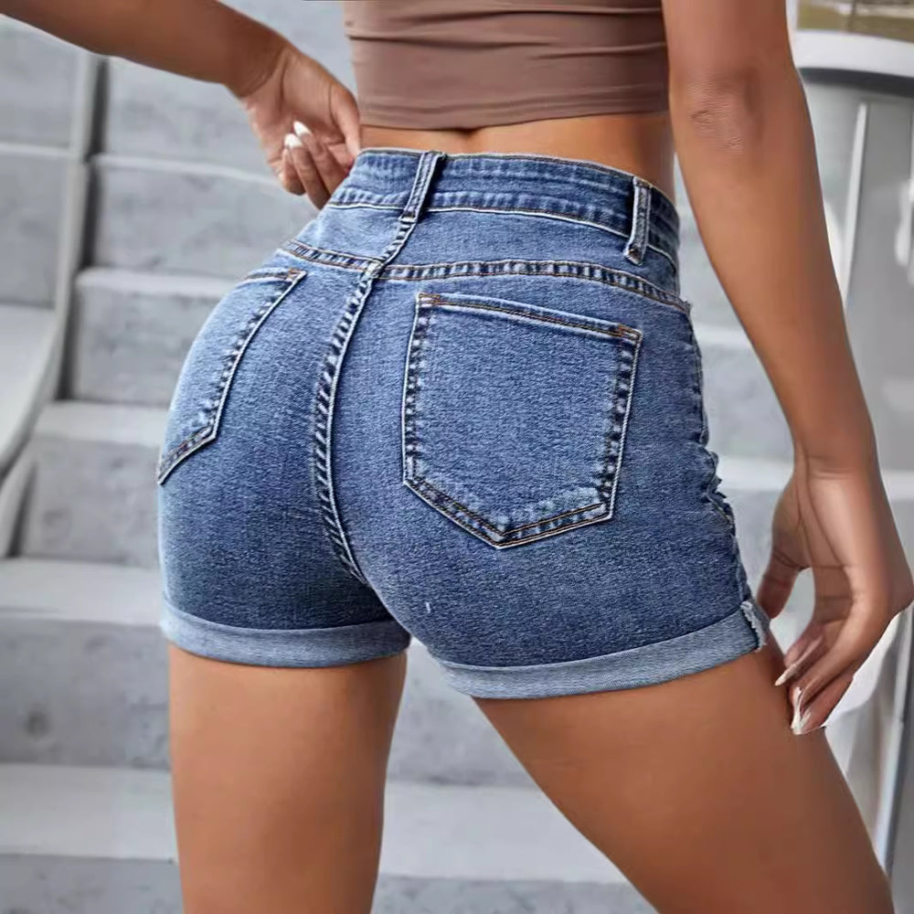 Amazon denim shorts: new, stylish, versatile, and chic high-waisted ripped and rolled hem jeans for work and casual wear