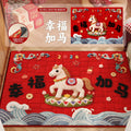 Horse year red entrance door mat 2026 new arrival festive non-slip dust removal abrasion resistant foot mat entrance door carpet