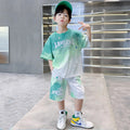 Boys' summer outfit set  new summer kids short-sleeve t-shirt tracksuit thin two-piece set children's clothing