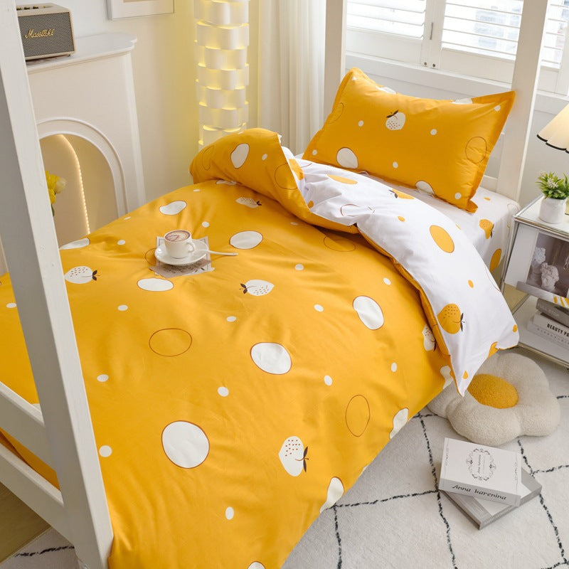 Student dormitory quilt cover three-piece bed sheet pure cotton single bed children's bed quilt cover simple four-season universal 3