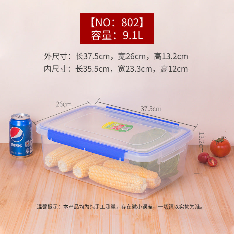 Rectangle transparent crisper food grade sealed box with lid refrigerator storage box kitchen plastic box lunch box wholesale