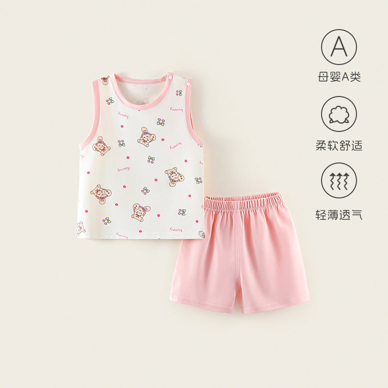 Baby summer tops vest camisole boys and girls pure cotton sleeveless t-shirt boys kids summer thin summer clothes