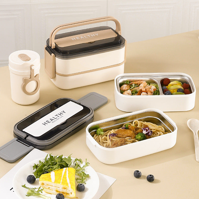 304 stainless steel bento box office worker large-capacity portable lunch box food grade student double-layer thermal insulation lunch box