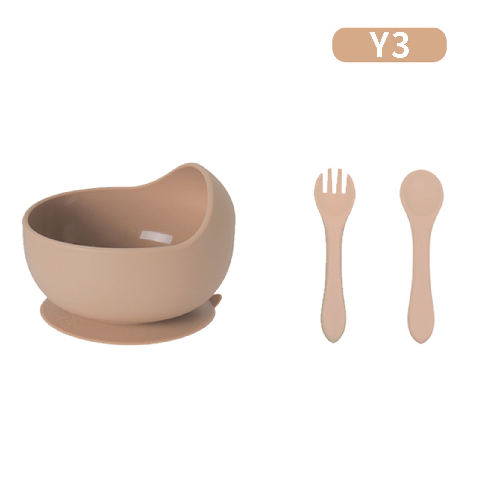 Children's tableware feeding set Baby silicone bowl Fork spoon Baby food supplement bowl Plate Food grade silicone plate