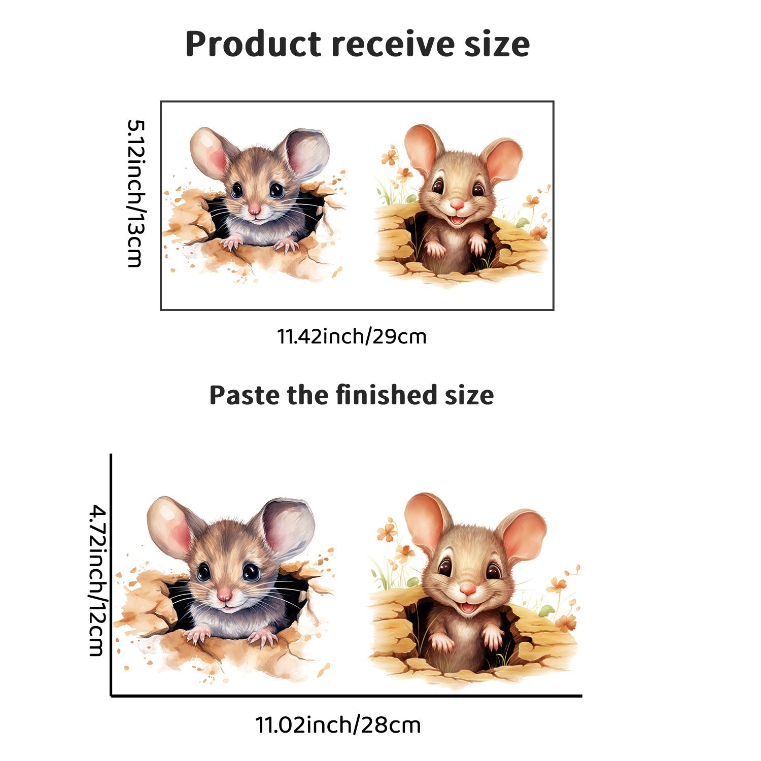 Cross-border  3D drilling hole two mice sticker arrangement bedroom room living room decoration wall sticker wholesale