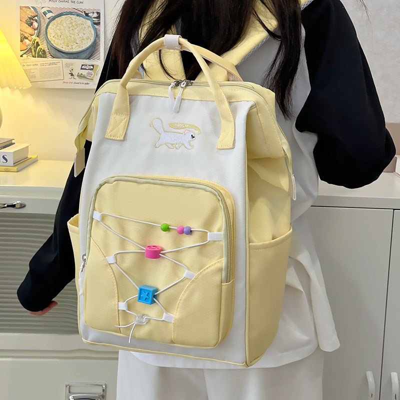 School bag female Korean version college student junior high school student large capacity trend backpack ins Harajuku contrasting color simple backpack