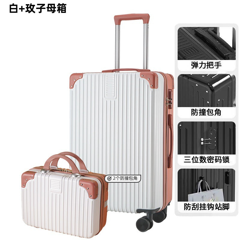 Retro large-capacity men's and women's suitcases 20-inch password case universal wheel suitcase strong trolley case boarding case