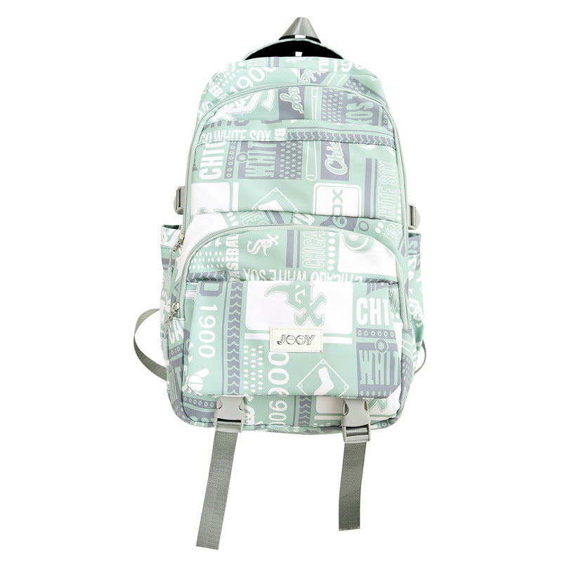 New large-capacity Korean version of middle school students, junior high school backpacks, men's fashion trend graffiti schoolbags, women's strong backpacks