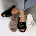 2025new arrivalstuffed slippers women's one-line heattechk-style home confinement shoes indoor and outdoor flat heel women's cotton slippers
