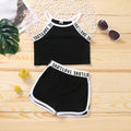 European and american kids' cross-border ins style girls'  summer activewear tank top and shorts set - trendy casual outfit