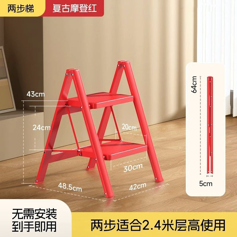 Cream wind household ladder folding ladder thickened herringbone ladder indoor multi-functional storage flower stand stair stool Internet celebrity