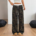 new european and american style american retro camouflage casual pants - loose fit, versatile, straight leg, slimming women's trousers