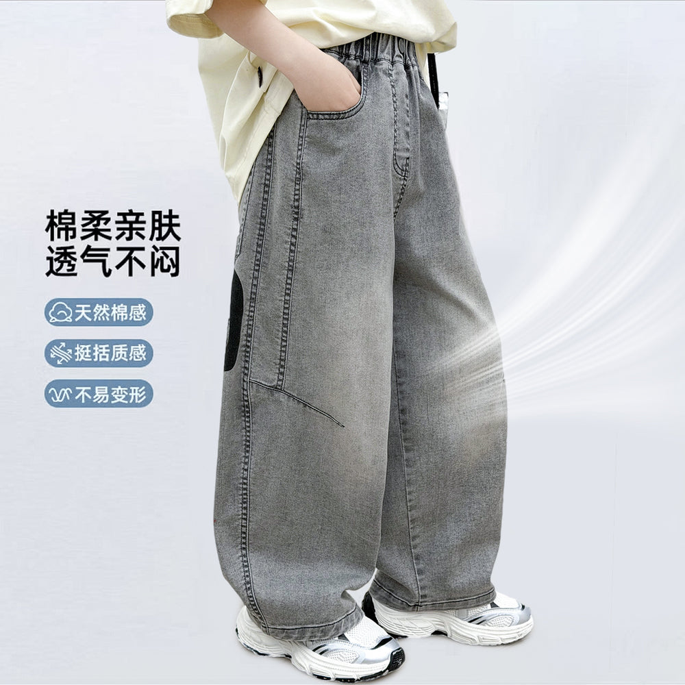 【guangzhou high-stretch soft denim】 new washed soft & supple scimitar cut trendy fashion kids' jeans 2603