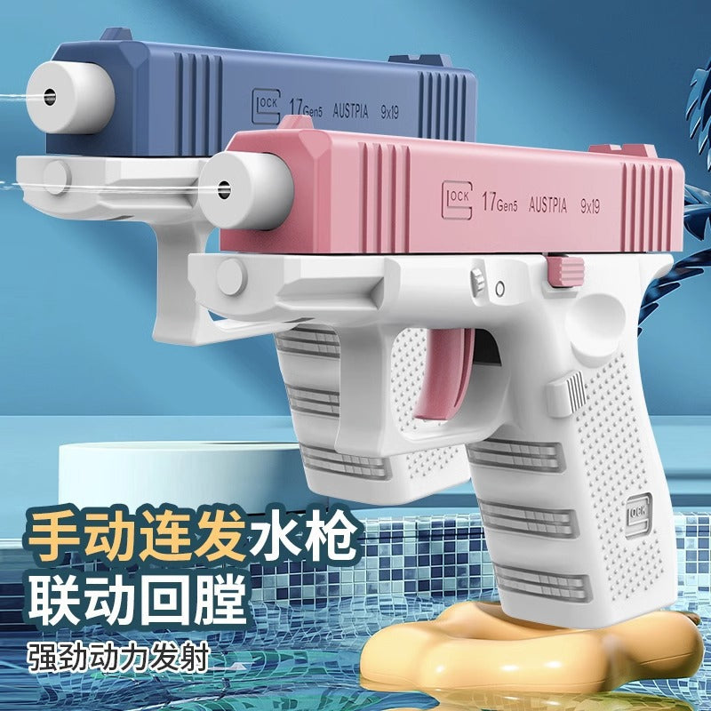 Mini manual glock water gun - rechargeable water gun - kids' toy - squirt & splash - super long range
