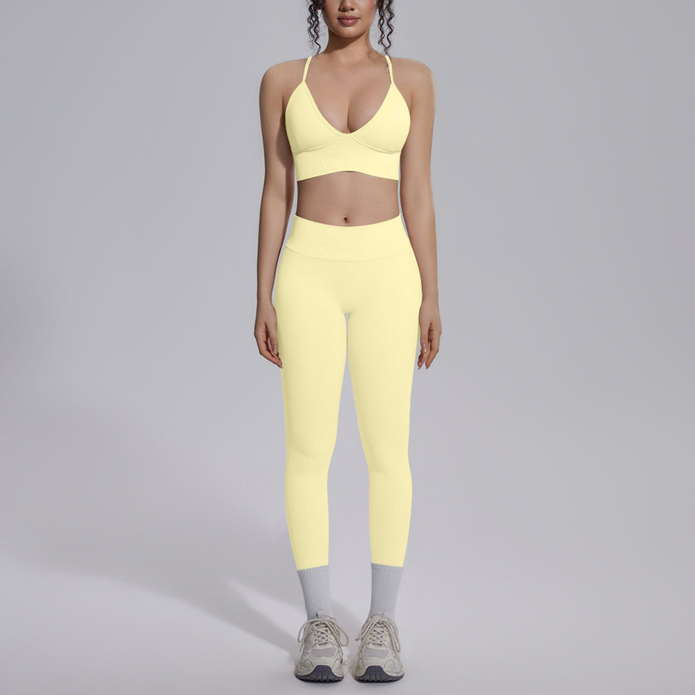 fashionsexy back sports bra suit seamless peach butt quick-drying running fitness yoga suit suit