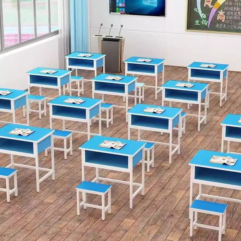 Double-layer tutoring tutoring single double three-person conference table student desk and chair training table with drawer