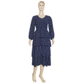 African plus size women's clothing   spring new v-neck waist-cinching polka dot chiffon dress