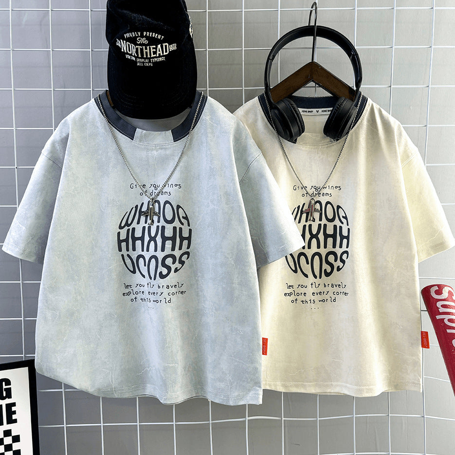 Kids' summer crew neck short sleeve t-shirt -  new summer collection for boys - loose fit, breathable, trendy top
