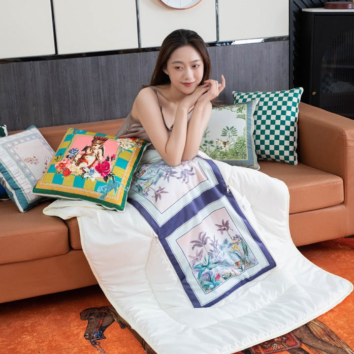 Two-in-one throw pillow and blanket, perfect for all seasons. use it as a plush cushion, office nap pillow, car air conditioning blanket, or a cozy sleeping pillow