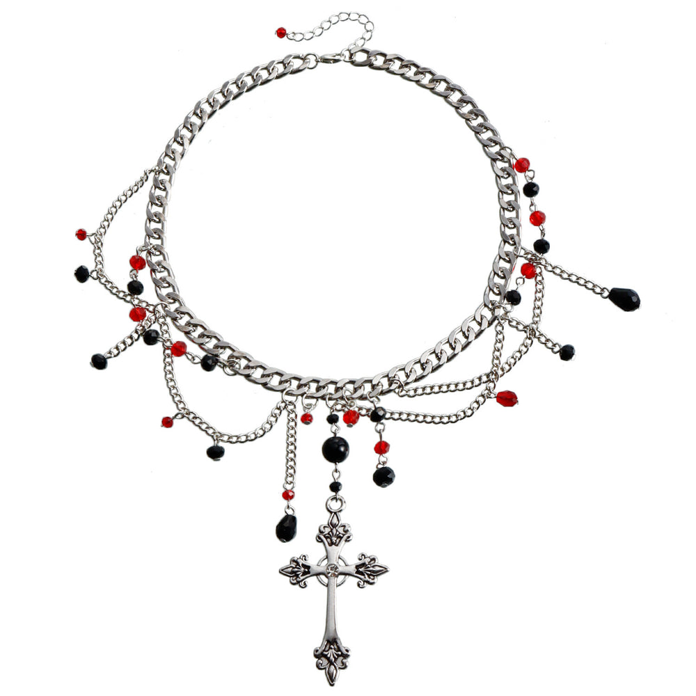 Pearl sweater chain wholesale european and american cross-border cross necklace punk multi-layered wearing light luxury niche clavicle chain for women