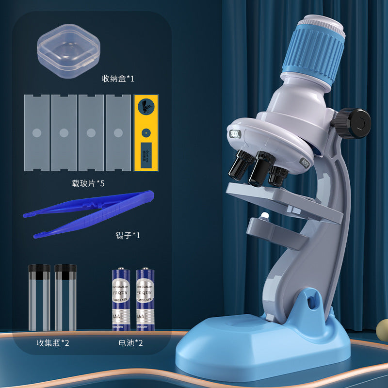 Kids' microscope 1200x professional scientific equipment biological experiment kit - junior high edition - educational toy for elementary school students