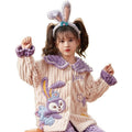 Princess style cute stellalou girls' flannel pajamas - winter coral fleece sweet peter pan collar warm loungewear