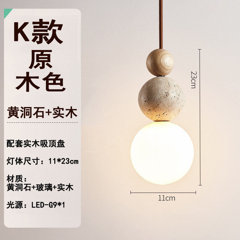 Vintage dining room light Bedroom bedside chandelier Cream wind wabi-sabi wind Bar light Yellow cave stone small decoration minimalist