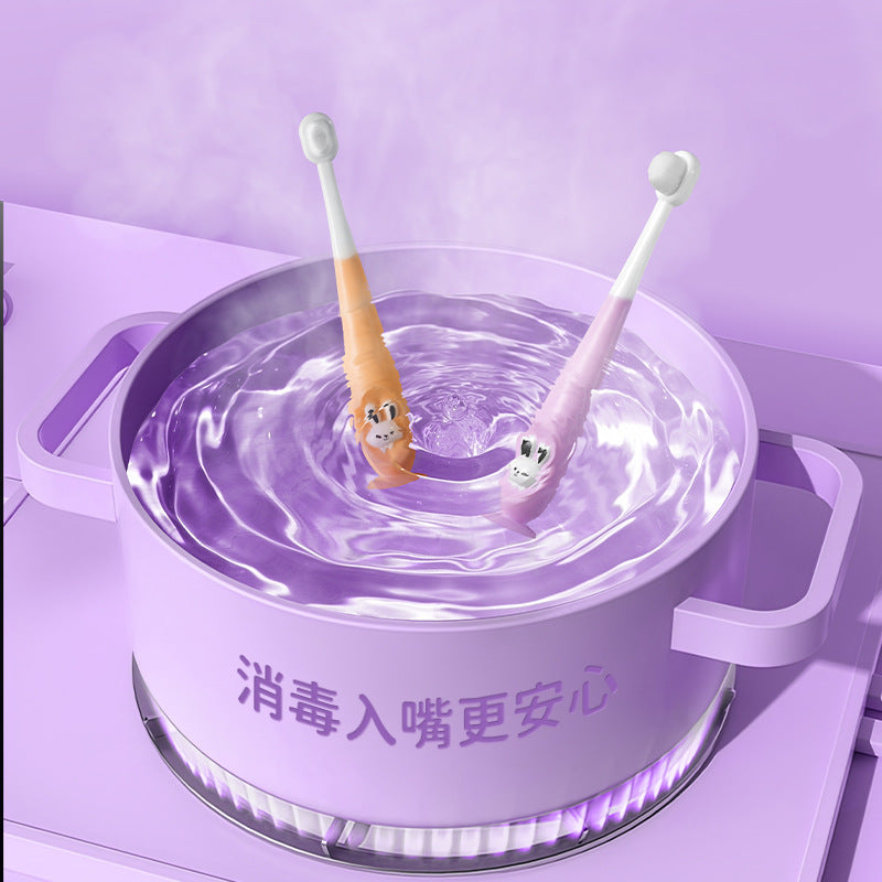 Children's 10,000-hair toothbrush, cartoon rabbit soft-hair toothbrush 1-12 years old baby soft-hair oral cleaning toothbrush box