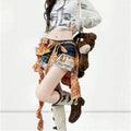 European and american foreign trade  plaid irregular skirt with tie back bow tie butt curtain for women