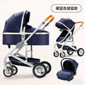 Baby stroller, 2-way high view, convertible (sitting/reclining), lightweight, foldable, shock-absorbing, newborn infant toddler pushchair