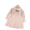 Girls' spring dresses  new spring collection - stylish and popular bowknot pleated skirt sweater dress for kids