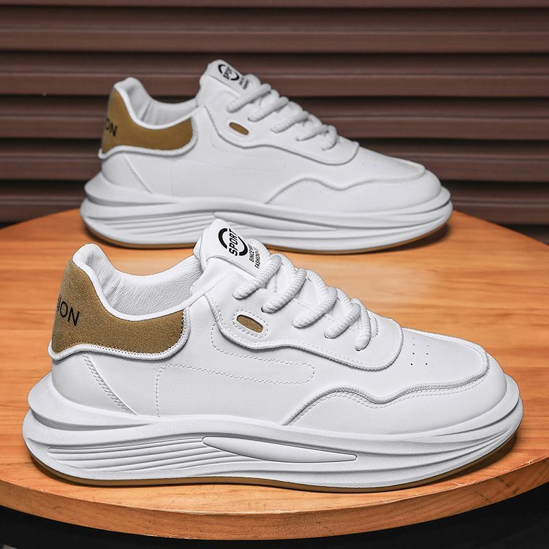 Men's 2025 spring new lightweight white sneakers, skate shoes, trendy versatile fashionable breathable youth niche streetwear shoes