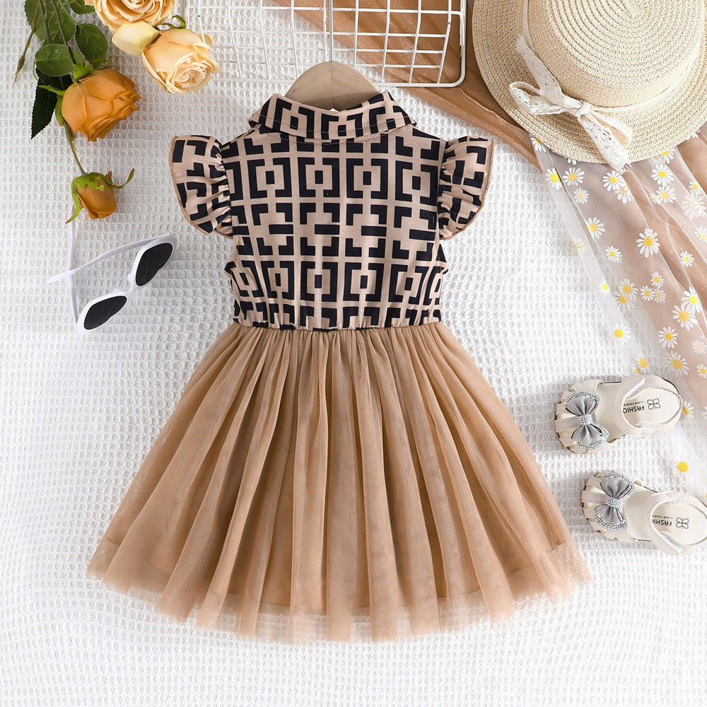 exclusive: girls' summer plaid fashion dress with flutter sleeves - dropshipping available