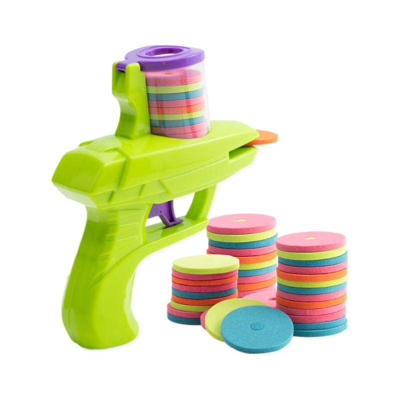Cross-mirror wholesale decompression soft bullet gun family outdoor kids toys flying disc toy gun children's outdoor battle game